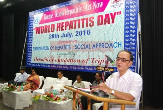 World Hepatitis Day-2016 disclosed 1.5 lakhs Hepatitis-B carrier in Tripura , affecting more dangerously than AIDS in tribal areas : Tripura Govt. helping ‘logistically’ (?), not financially : Minister Tapan puts all blames on the Centre World Hepatitis Day-2016 disclosed 1.5 lakhs Hepatitis-B carrier in Tripura , affecting more dangerously than AIDS in tribal areas : Tripura Govt. helping ‘logistically’ (?), not financially : Minister Tapan puts all blames on the Centre